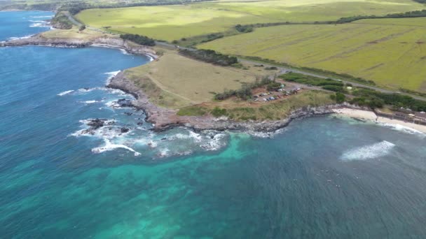 Island Pacific Ocean Coastline Reef Hawaiian Island Maui Aerial — Video