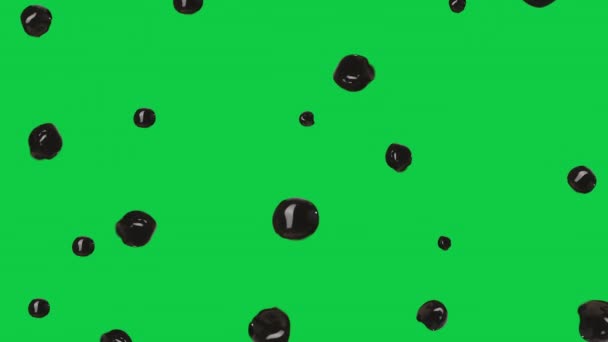 Little Bunch Shiny Brown Tapioca Balls Levitating Front Green Screen — Stockvideo