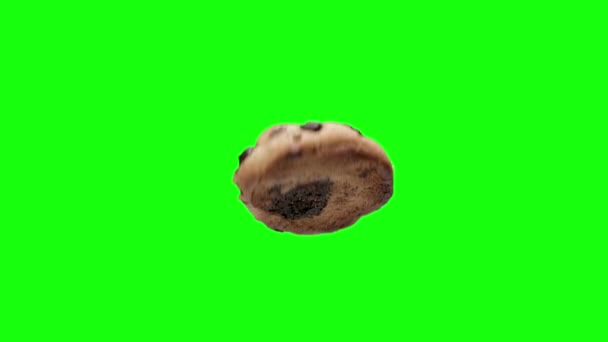 Hazelnut Cookie Spinning Fast Isolated Green Screen Close View — Video Stock