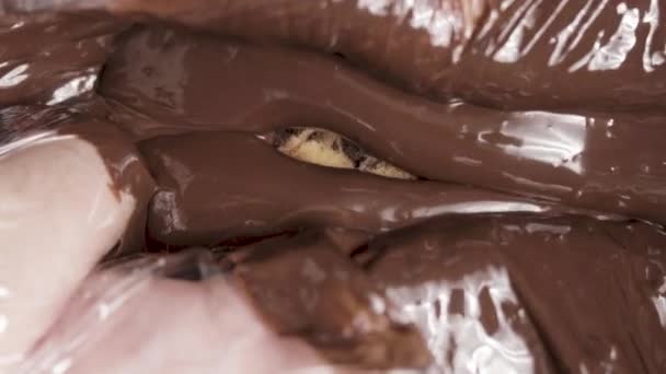 Delicious Cookie Chocolate Syrup Revealed Close — Stock video