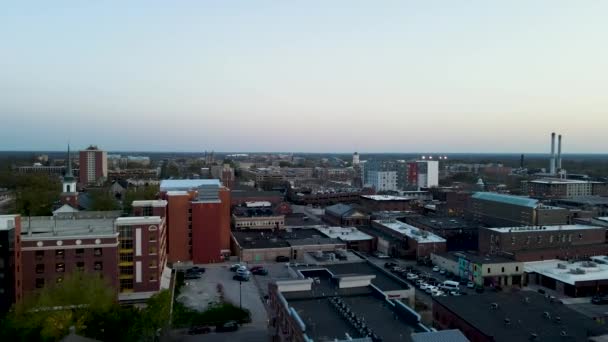 Downtown City Buildings American Midwest Town Columbia Missouri Aerial — Wideo stockowe