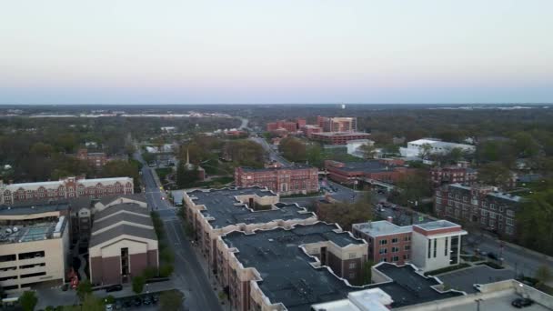 American Midwest Urban Streets Downtown Columbia City Missouri Aerial — Wideo stockowe
