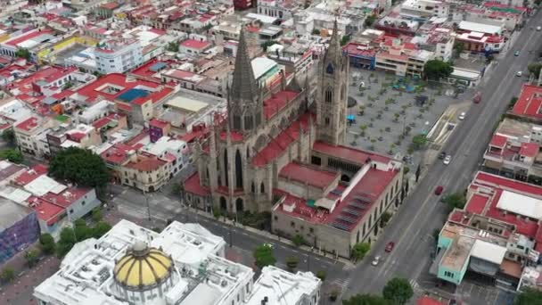 Neo Gothic Church Aerial View Guadalajara Mexico — Vídeo de stock