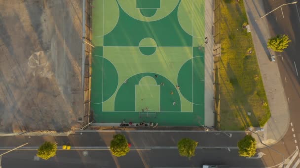 Students Throwing Basketball Hoops New Basketball Court — Stock Video