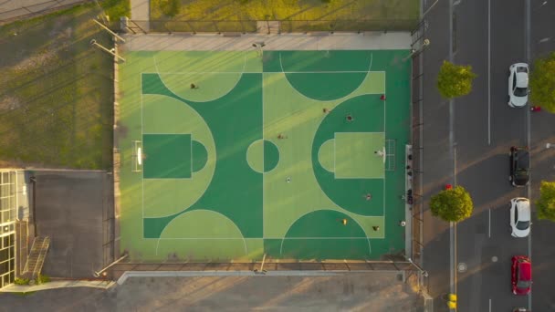 Basketball Team Conducting Beep Test Outdoor Court — Stock video