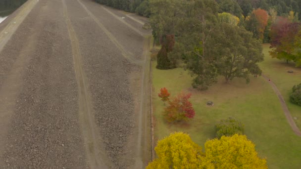 Young Family Exploring Nature Park Land Reserve Next Large Water — Videoclip de stoc