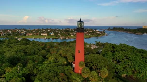 Great Aerial Shot Jupiter Lighthouse — Stockvideo