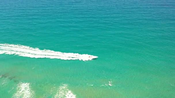 Awesome Drone Shot Boat Cruising South Atlantic Ocean — Vídeo de Stock