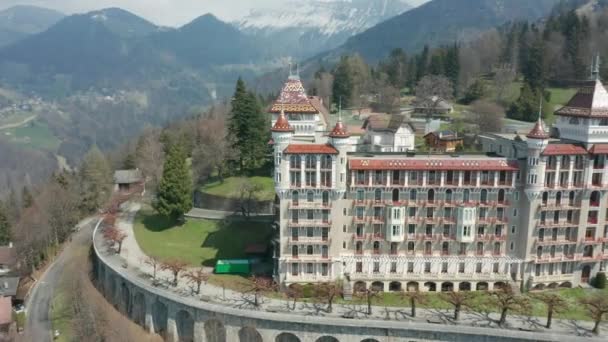 Aerial Swiss Hotel Management School One Best Hospitality Schools World — Stok video