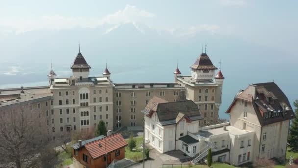 Aerial Swiss Hotel Management School One Best Hospitality Schools World — Vídeo de Stock