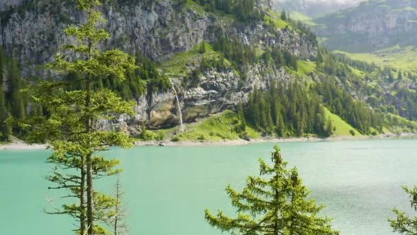 Flying Tree Tops Beautiful Lake Mesmerizing Landscape — Vídeo de Stock