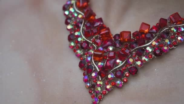 Closeup Drag Queen Red Necklace Lgbt Concept — Vídeo de stock