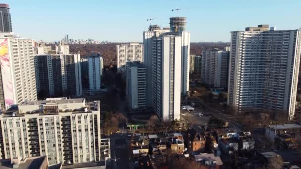 Ascending Drone Shot Sjt Community Downtown Toronto View Tall High — Wideo stockowe