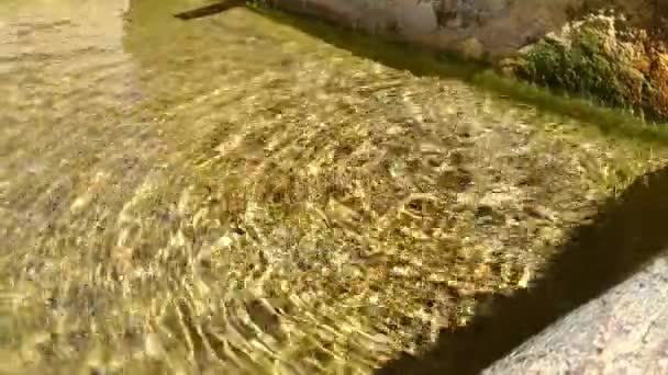Close Stone Fountain Small Town Full Crystal Clear Water Very — Stockvideo