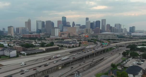 Aerial Downtown Houston Skyline Surrounding Landscape — Video Stock