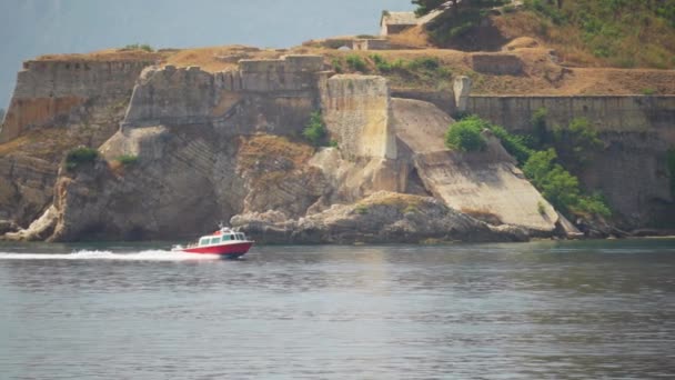 Yachts Speed Boats Sailing Coast Island Corfu Greece Slow Motion — Video Stock