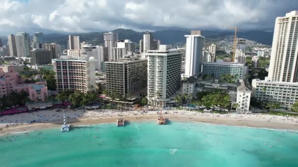 Stunning Aerial Drone Shot Crystal Clear Blue Ocean Water Waves — Stockvideo