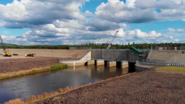 Drone Video Moose Creek Dam Tanana River Levee Chena River — 图库视频影像