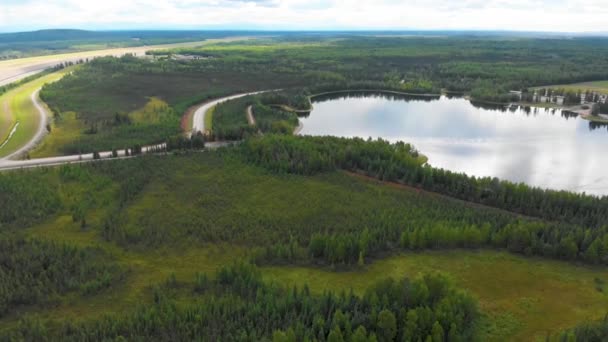 Drone Video Chena Lake Recreation Areas Campground North Star Borough — Αρχείο Βίντεο