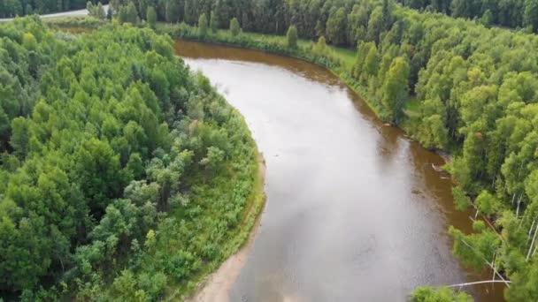 Drone Βίντεο Από Τον Ποταμό Τσένα Που Διασχίζει Δάσος Κοντά — Αρχείο Βίντεο