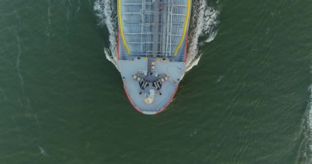 Birdseye View Large Tanker Boat Water — Vídeo de Stock