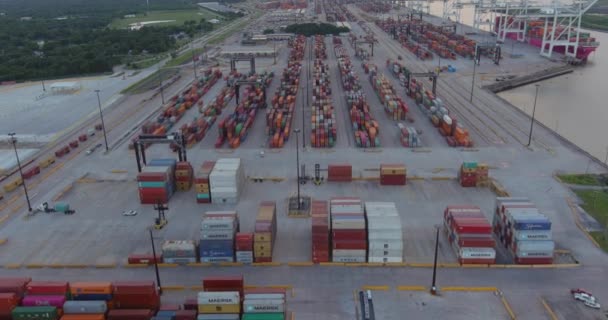 Aerial Establishing Shot Large Shipping Port Porte Texas — Stock video