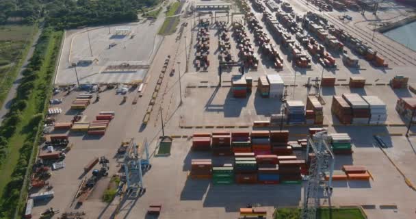 Aerial Establishing Shot Large Shipping Port Porte Texas — Video Stock