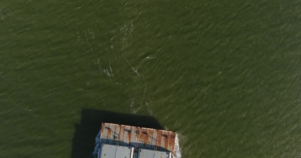 Aerial Establishing Shot Large Tanker Boat Water — Video