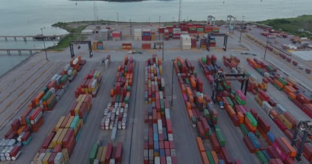 Aerial Establishing Shot Large Shipping Port Porte Texas — Video