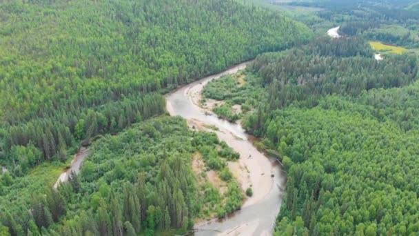 Drone Video Winding Chena River Chena Hot Springs Alaska — Stockvideo