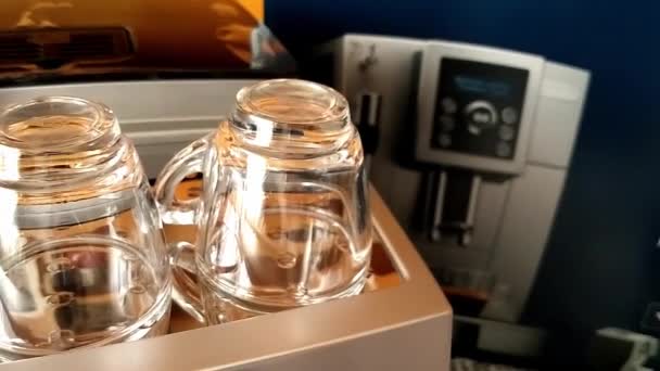 Shot Paning Right Left Some Clear Glass Espresso Cups Mug — Video