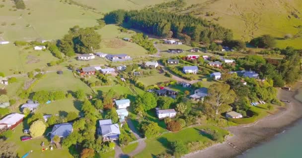Birdseye Aerial Pull Out View Port Levy Once Largest Maori — Vídeo de Stock