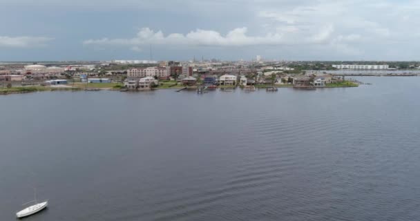 Aerial View Waterfront Homes Galveston Texas — Stock videók