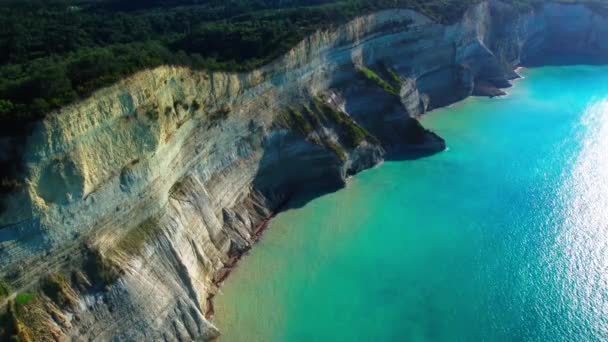 Flight High Cliffs Sea Coast Aerial View Aerial Drone Video — Vídeos de Stock