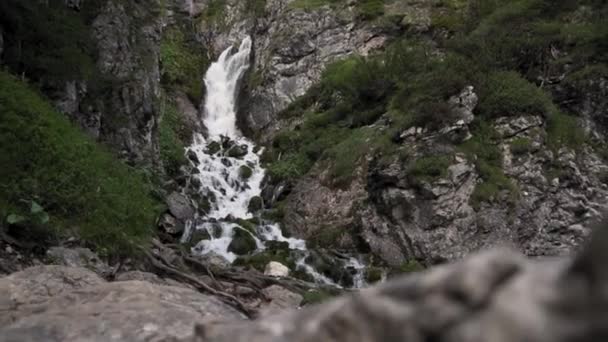 Slow Motion Footage Vallesinella Waterfall Trentino Italy Truck Shot — Stockvideo
