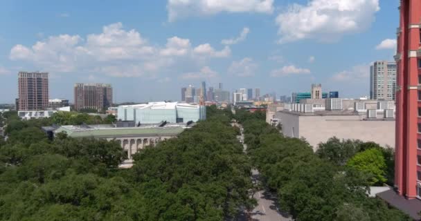 Aerial View Hermann Park Museum District Houston Texas — Stock video