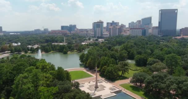 Aerial View Hermann Park Museum District Houston Texas — Vídeos de Stock