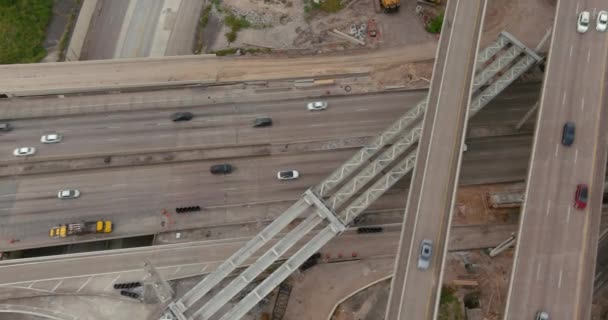 Aerial Cars 610 South Freeway Houston Texas — ストック動画