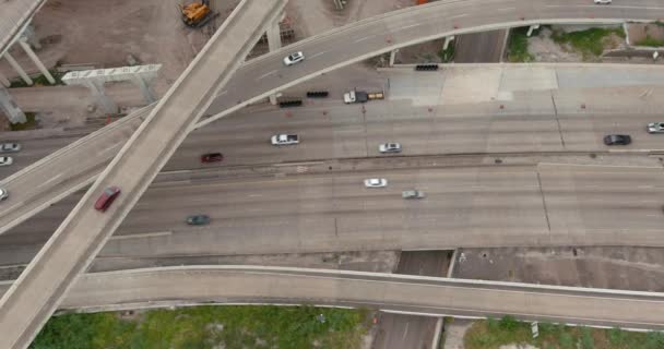 Aerial Cars 610 South Freeway Houston Texas — ストック動画