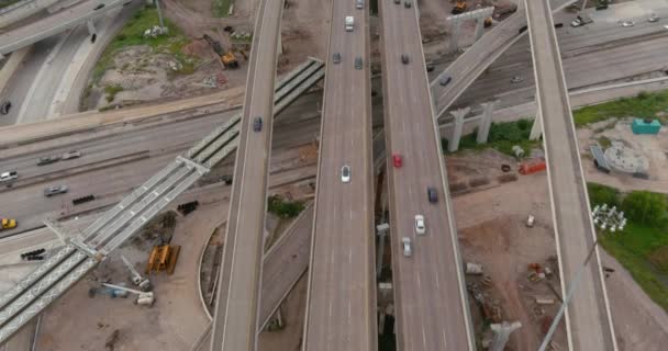 Brids Eye View Traffic 610 South Freeway Houston Texas — Stockvideo