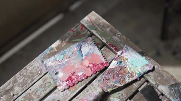 Closeup Painting Tools Water Based Equipment Street Art — Wideo stockowe
