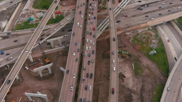 Birds Eye View Traffic Major Freeway Houston — Stockvideo