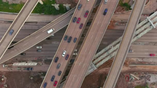 Birds Eye View Traffic Major Freeway Houston — Stockvideo