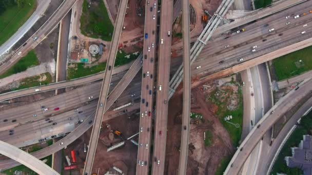 Birds Eye View Traffic Major Freeway Houston — Stockvideo