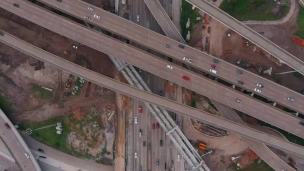 Birds Eye View Traffic Major Freeway Houston — Vídeo de stock