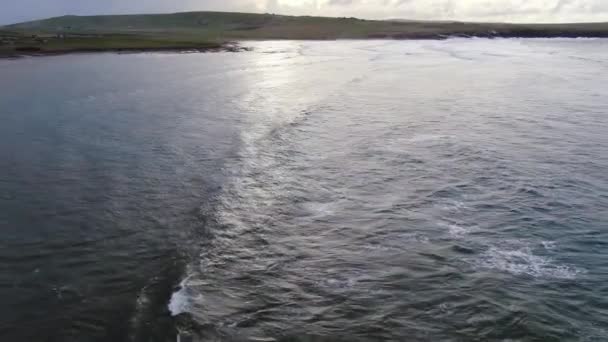 Slow Motion Aerial View North Sea Waves While Flying Away — Video Stock