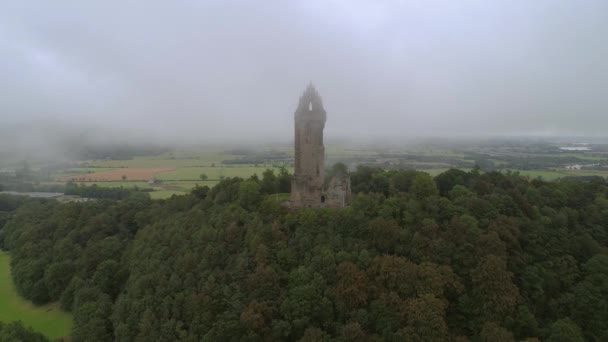 National Wallace Monument Stirling Most Famous Landmark Standing Should Abbey — Vídeo de stock