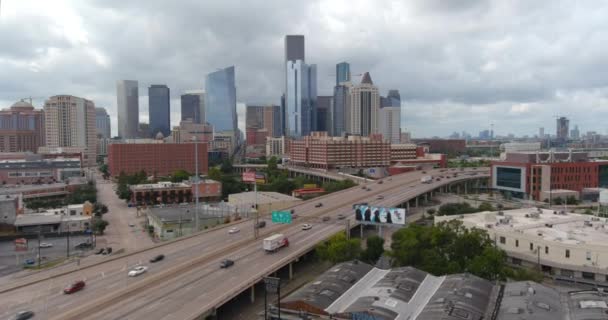 Establishing Aerial Shot Downtown Houston Cityscape — Vídeo de Stock