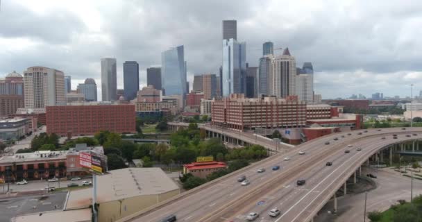 Establishing Aerial Shot Downtown Houston Cityscape — Video Stock
