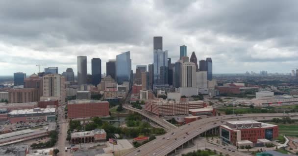 Establishing Aerial Shot Downtown Houston Cityscape — Video Stock